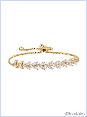Adjustable Tennis Bracelet Cubic Zirconia Gold Plated Chain Women Wedding